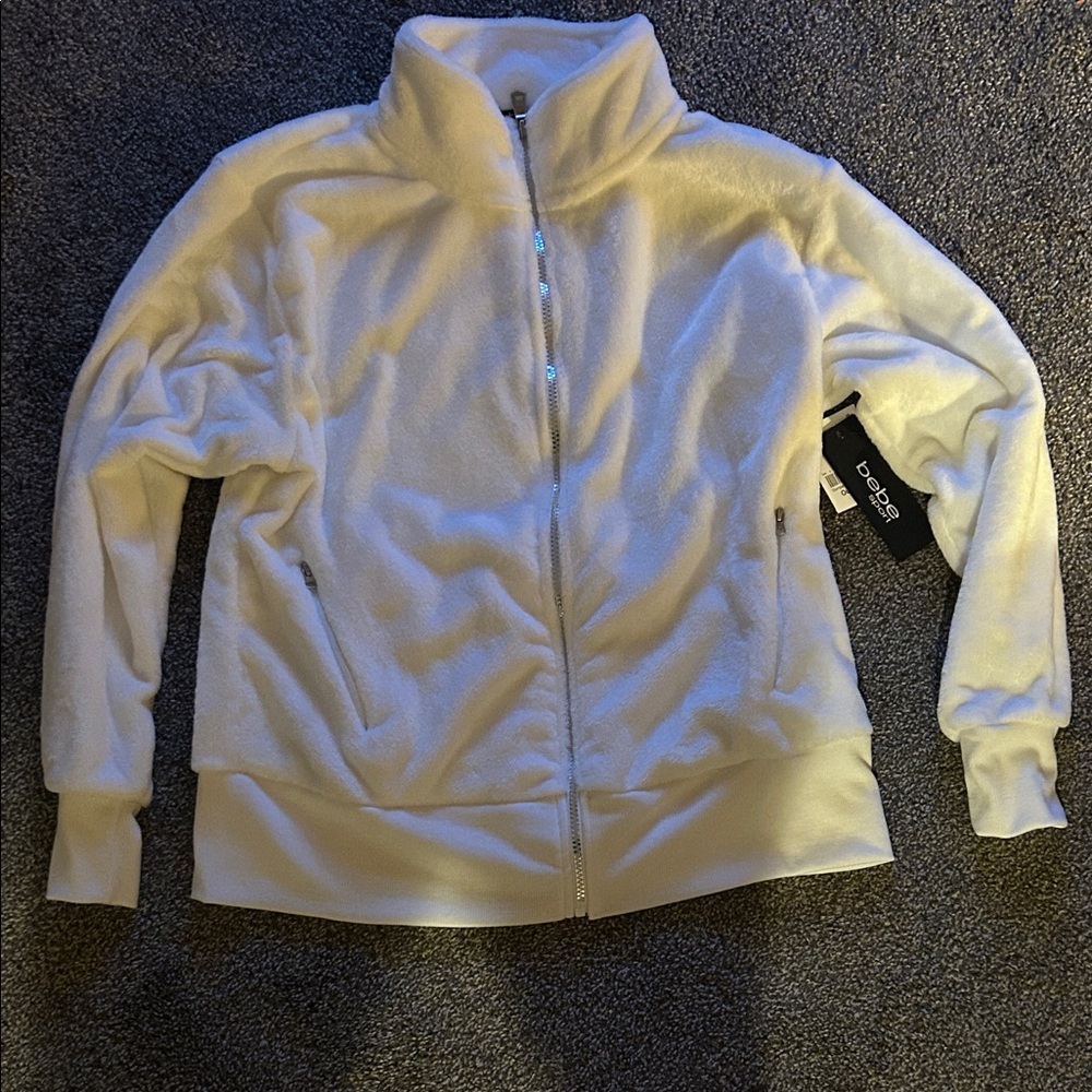 Bebe Women's Cream Teddy Jacket